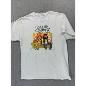 Cheech & Chong Vintage Distressed Logo Tee Shirt (Men's Large) White